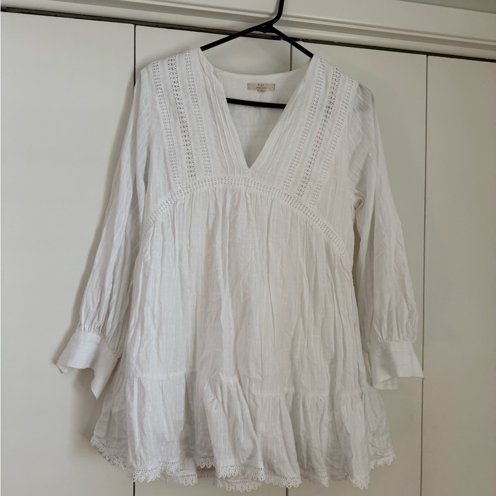 Chelsea & Violet Ivory Tunic with Lace Details